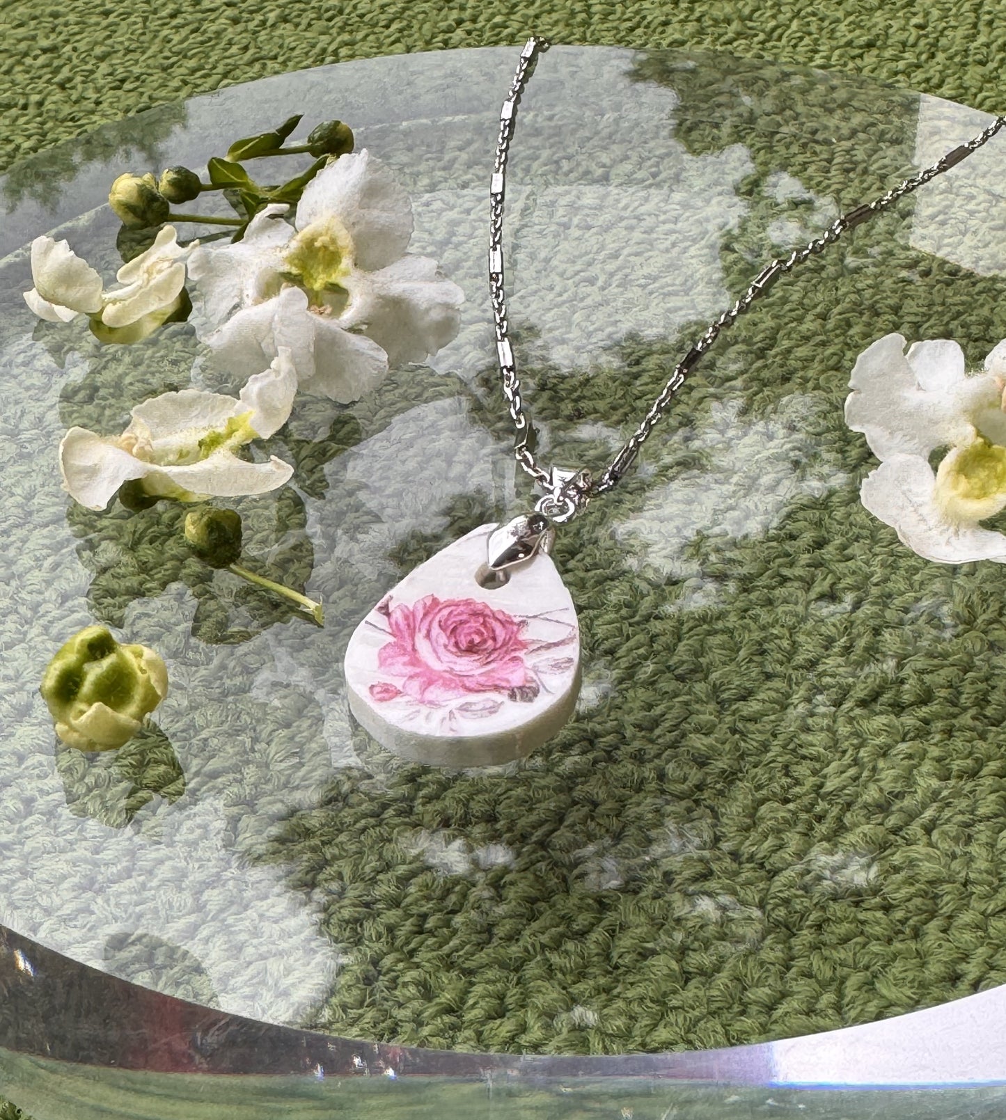 Pink floral necklaces