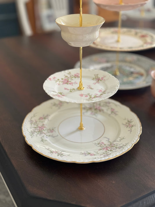 Tiered tray vintage china