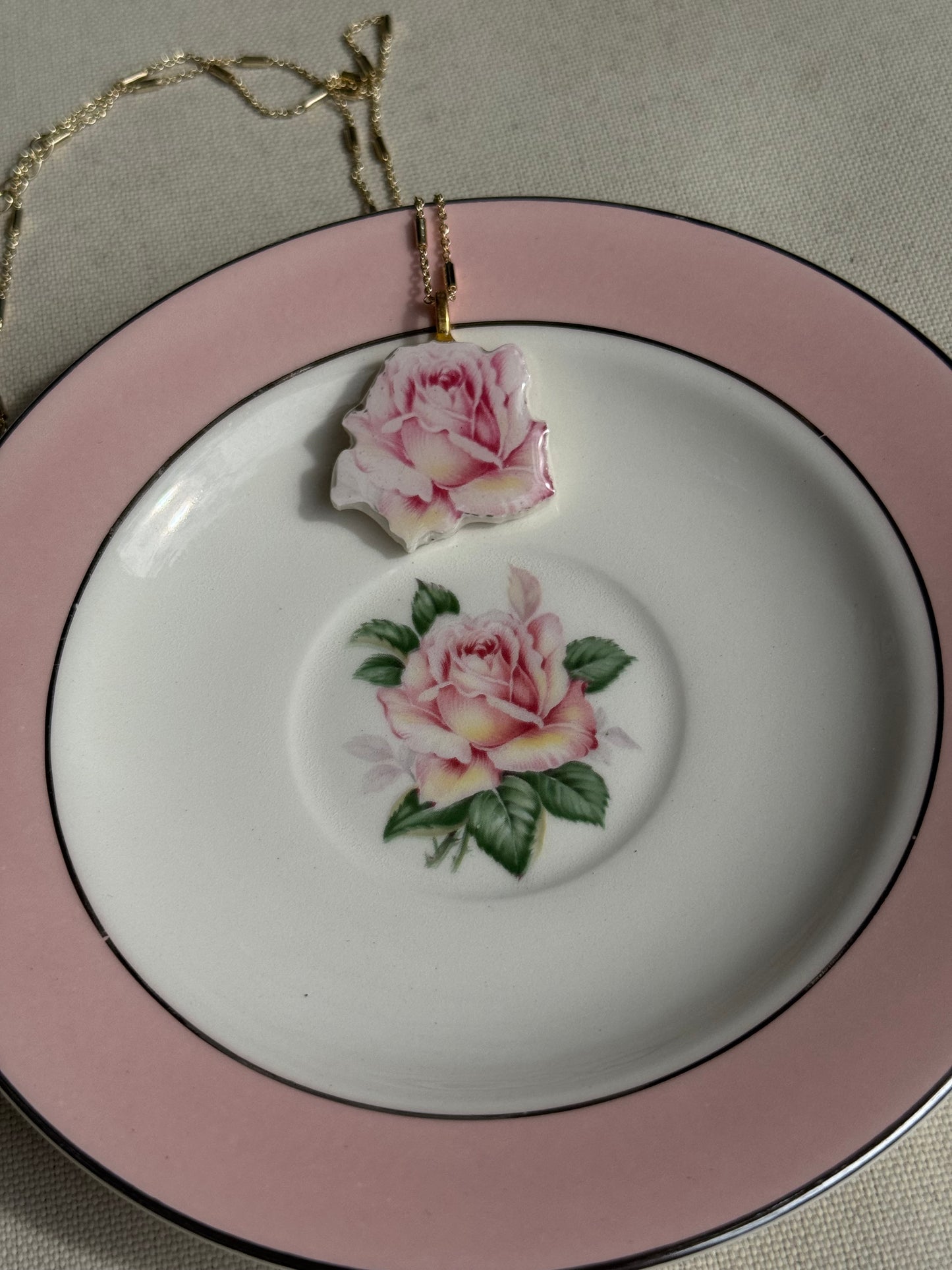 ROSE cutout from vintage china