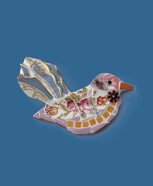 Vintage china and ceramic tiles bird